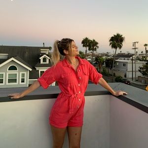 Twin Pink Denim Romper